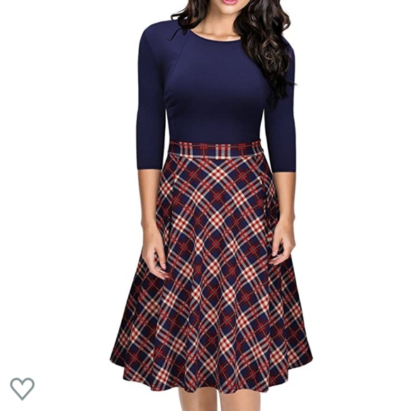 MissMay Dresses & Skirts - MissMay Retro Vibes Plaid Skirt Fit & Flare Dress